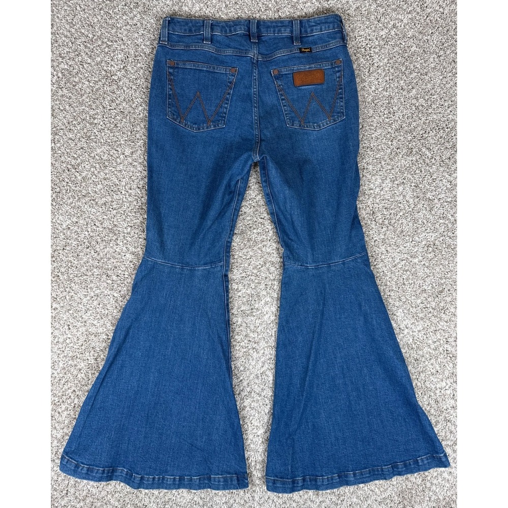 Wrangler Blue Denim High-Waist Flare Jeans Wide Leg